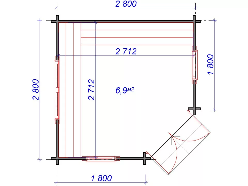 Планировка 1 этажа проекта Беседка из бруса «Тет-а-тет»