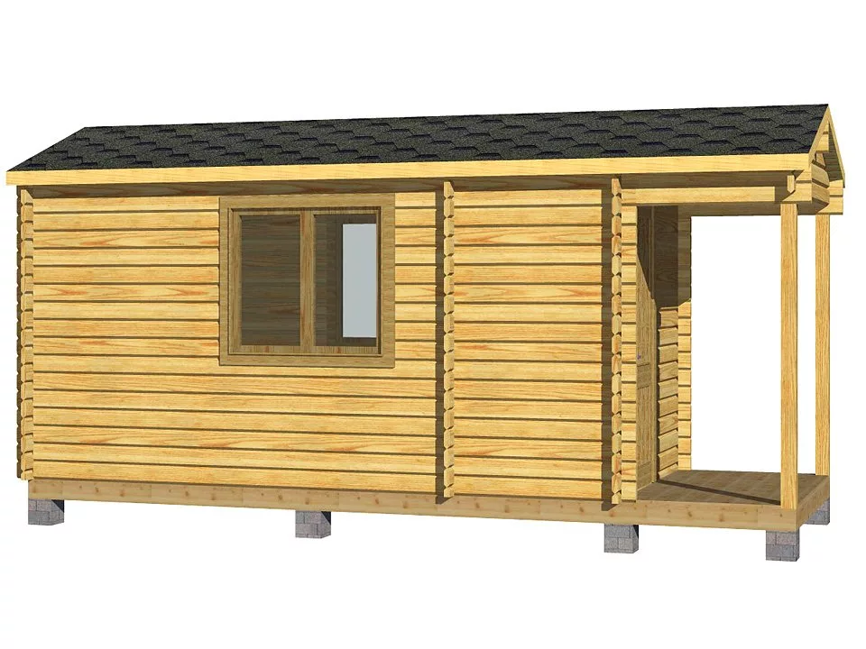 Бытовка из бруса 6х2.3 метра с крыльцом