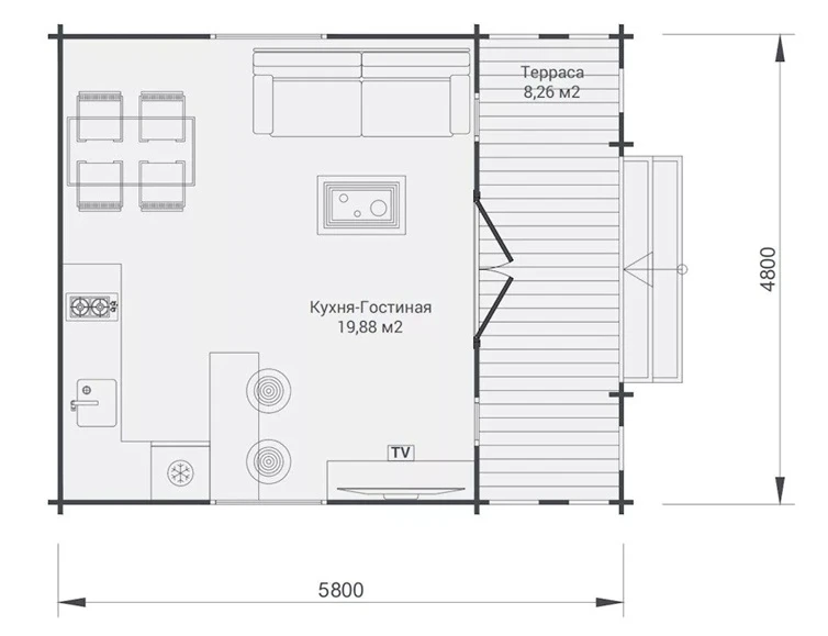 Планировка 1 этажа проекта Садовый дом "Ассоль"