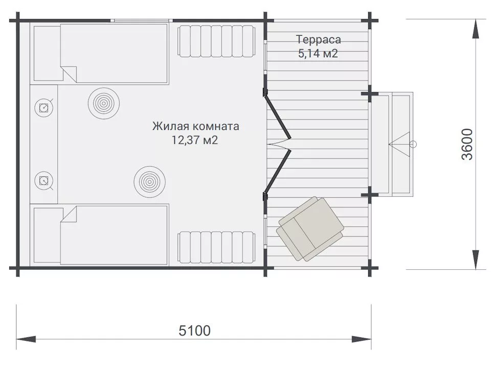 Планировка 1 этажа проекта Дачный дом "Эталонный"