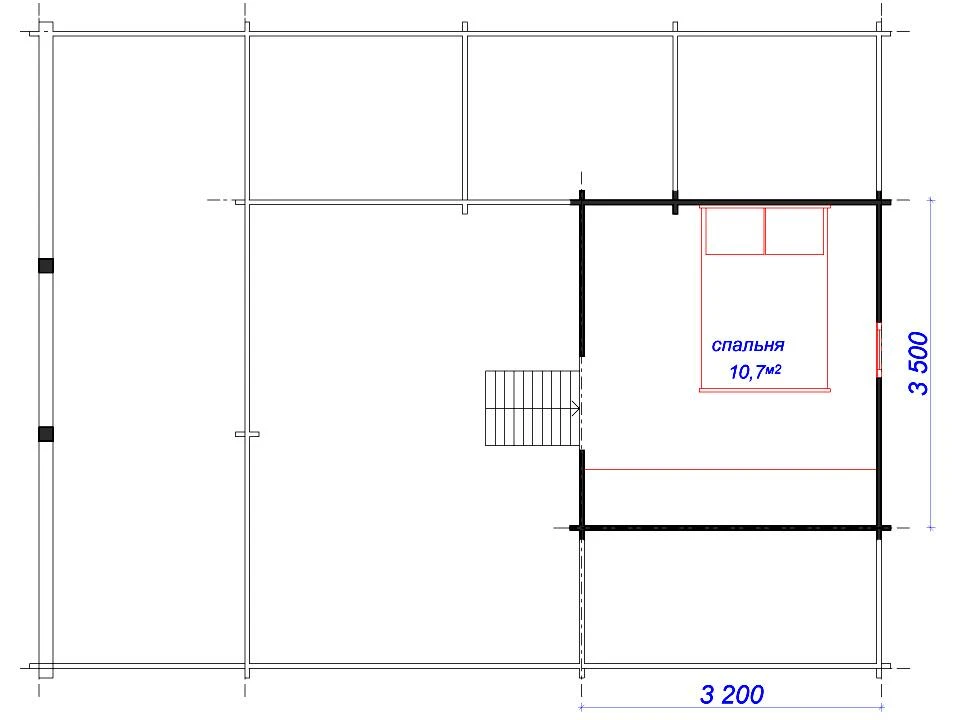 Планировка 2 этажа проекта Дачный дом "Хозяйский"
