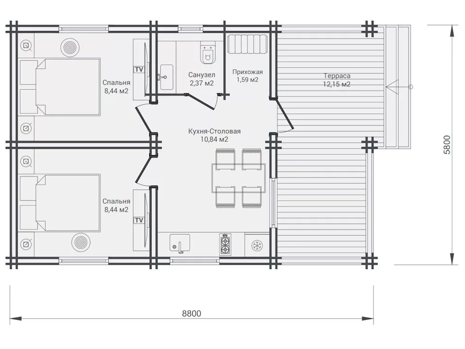 Планировка 1 этажа проекта Дачный дом "Лесной приют"