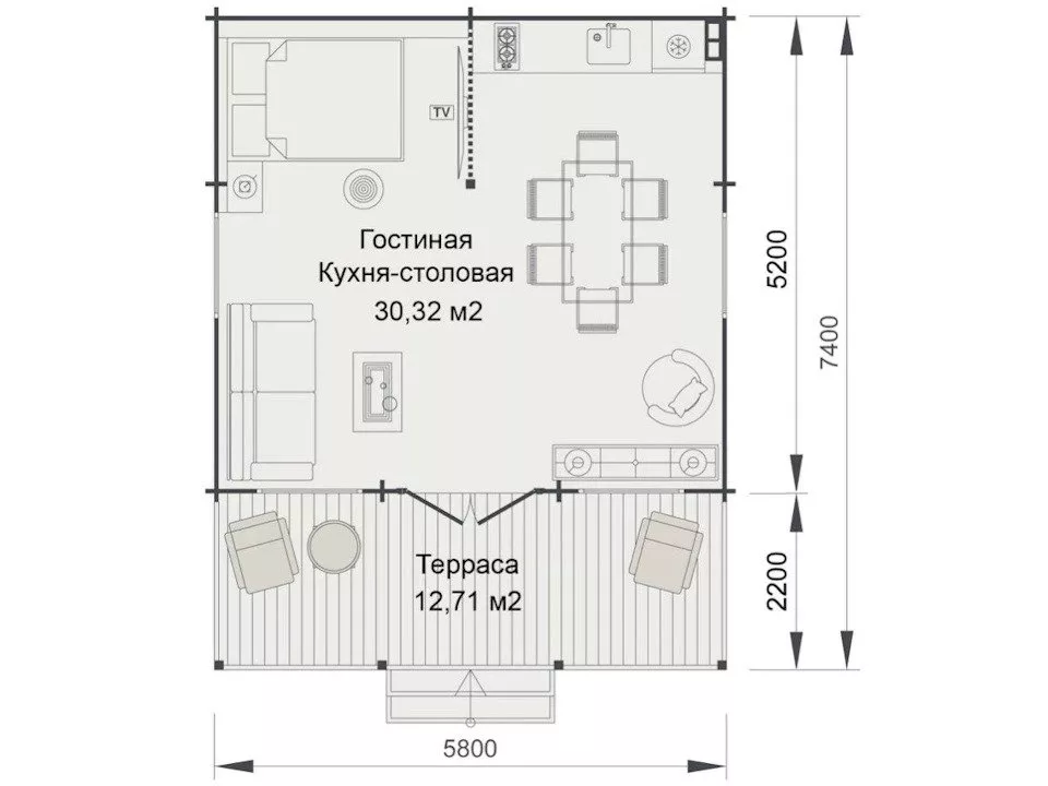 Планировка 1 этажа проекта Садовый дом "Рябина"