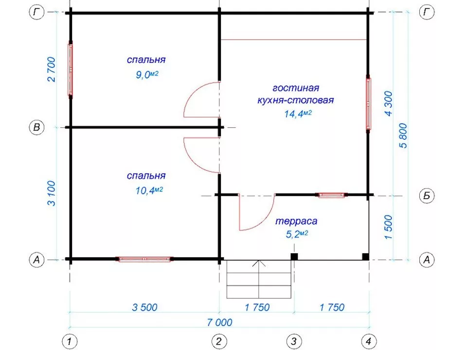 Планировка 1 этажа проекта Дачный дом "Шелковый Путь плюс"