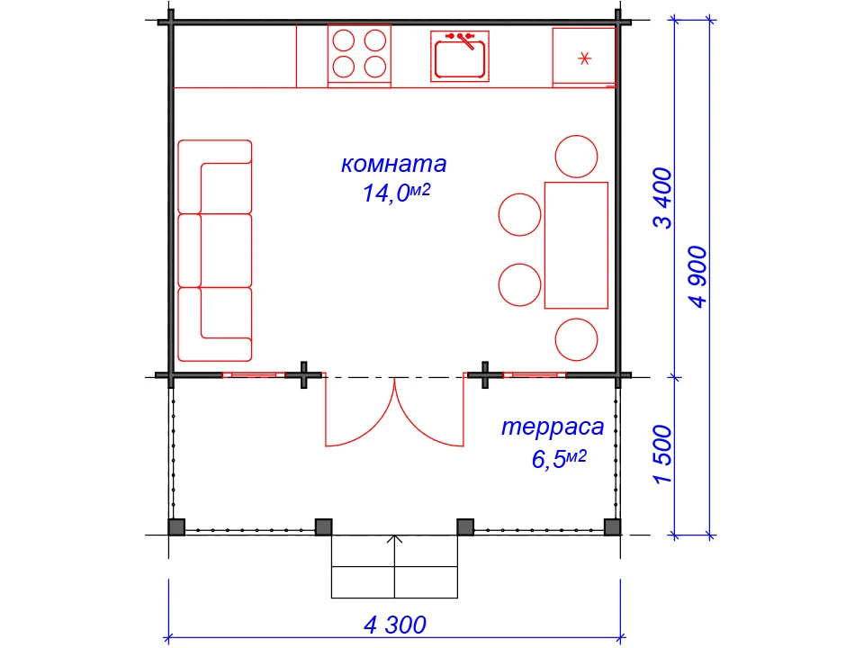 Планировка 1 этажа проекта Садовый дом "Журавлик"