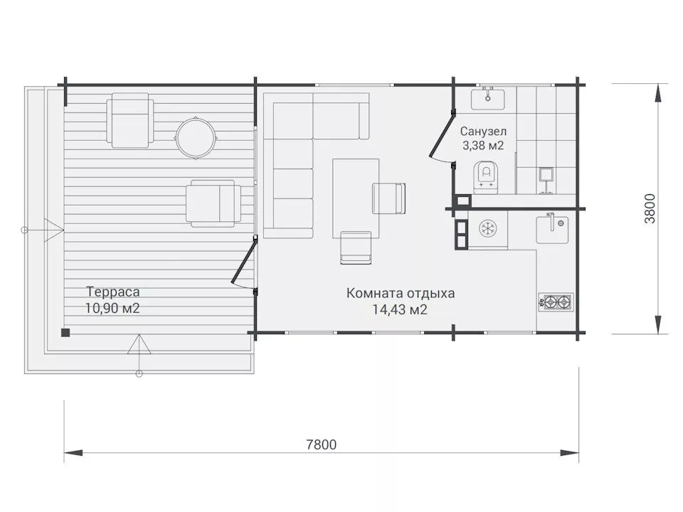 Планировка 1 этажа проекта Садовый дом "Золотая Осень"