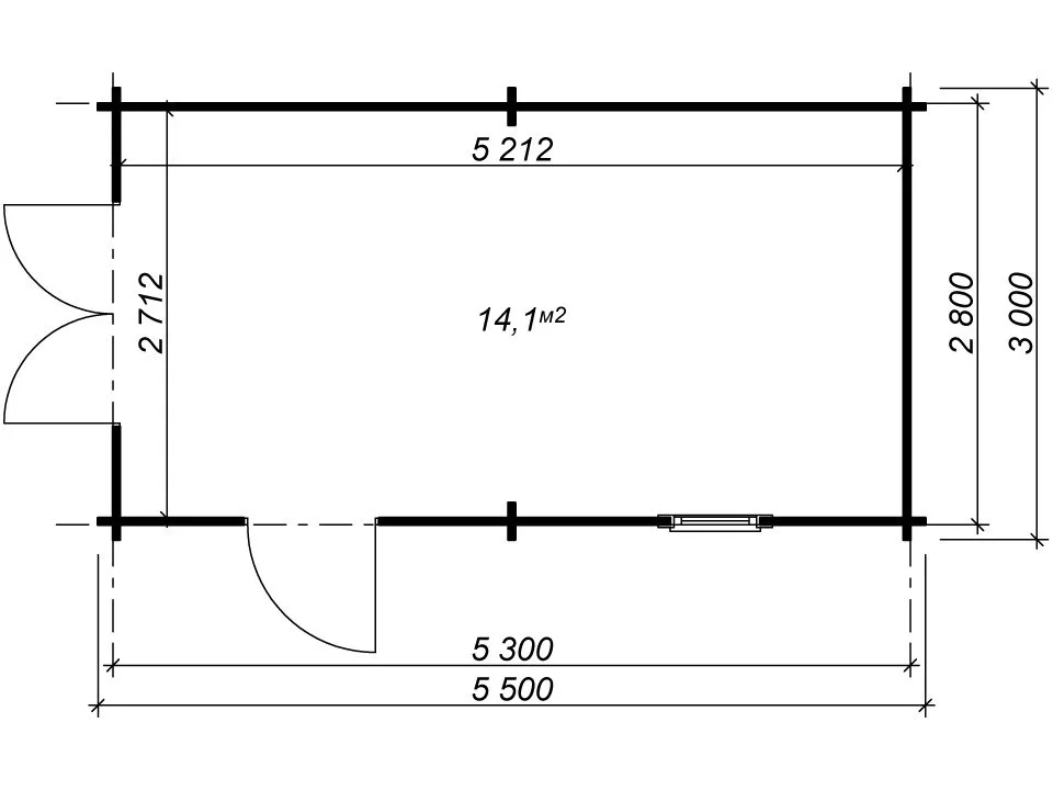 Планировка 1 этажа проекта Хозблок из бруса «Любимец»