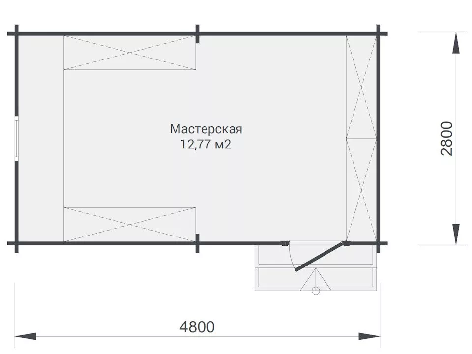 Планировка 1 этажа проекта Мастерская из бруса «Хозяин»