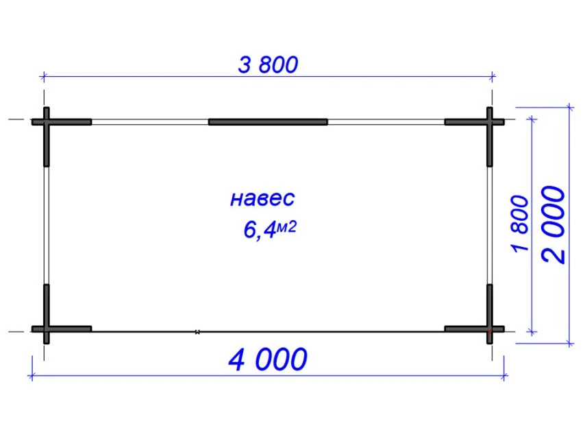 Планировка 1 этажа проекта Навес из бруса «Дворник»