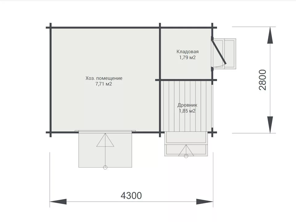 Планировка 1 этажа проекта Хозблок из бруса «Отличный»