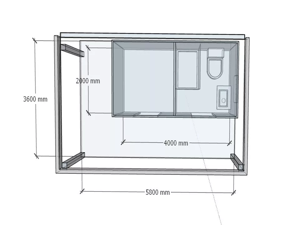 Планировка 1 этажа проекта Хозблок (2 в 1) «Союз»