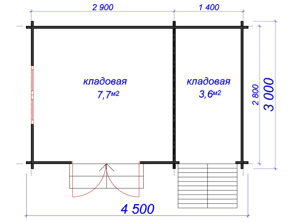 Планировка 1 этажа проекта Хозблок из бруса «Уютный»