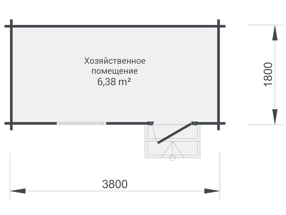 Планировка 1 этажа проекта Кладовая из бруса «Забота»
