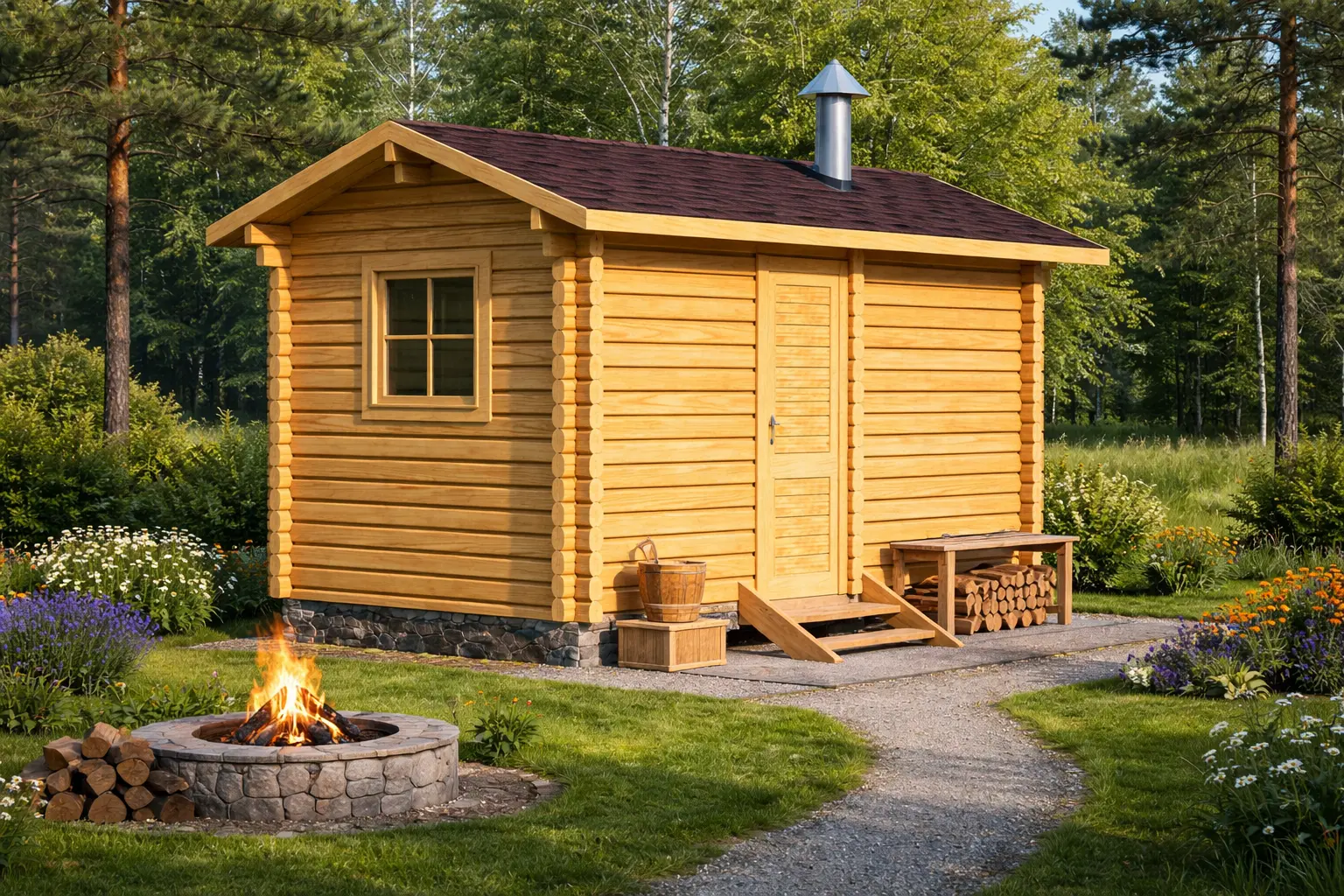 Мини баня 5 метров (2 помещения)