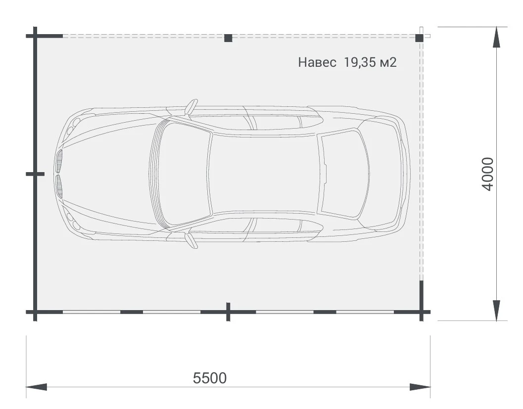 Планировка 1 этажа проекта Навес из бруса «Ласточкино Гнездо»