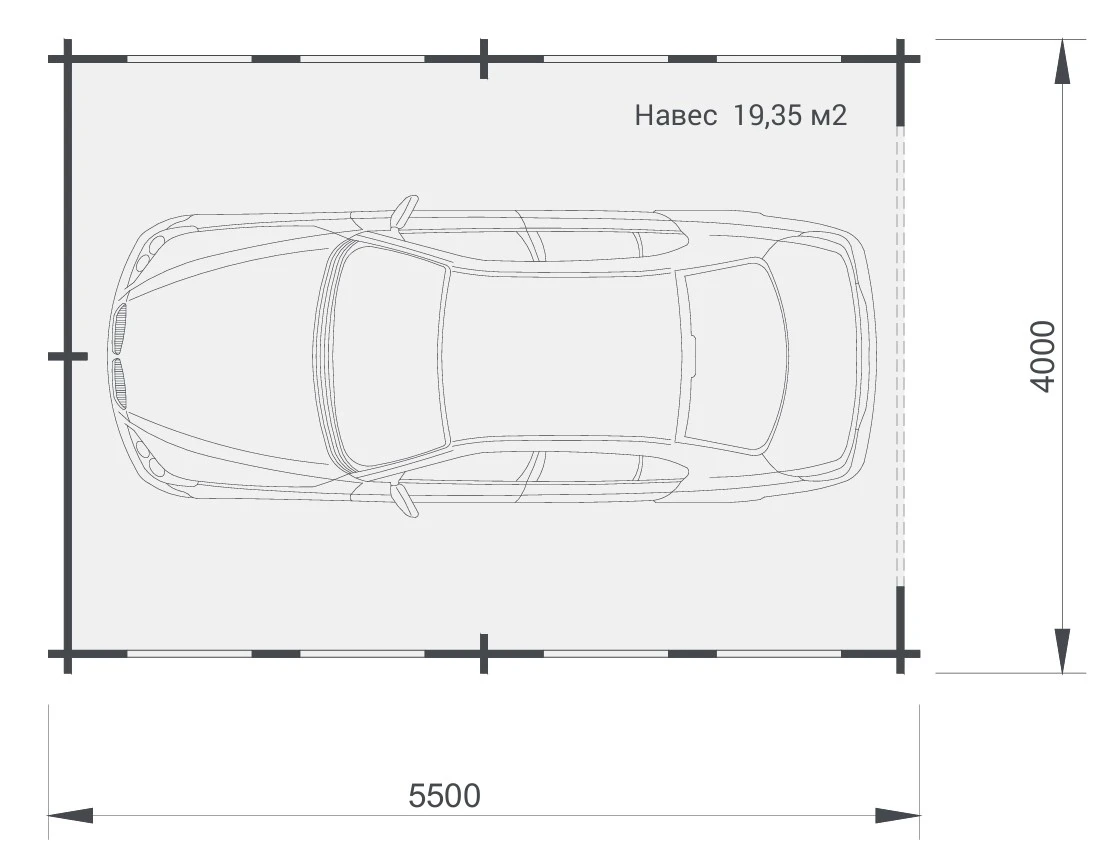 Планировка 1 этажа проекта Навес из бруса «Ласточкино Гнездо 2»