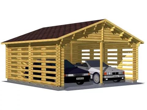 Проект дома из бруса Навес для двух машин «Вместе веселее»