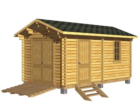 Проект дома из бруса Гараж для садовой техники «Любимец»