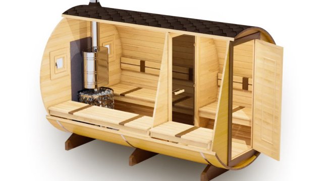 Проект дома из бруса Баня-бочка 3м (2 помещения)