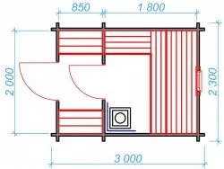 Мини-баня 3м (два помещения)