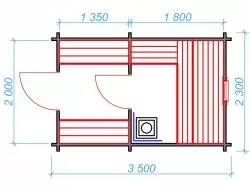Мини-баня 3.5м (два помещения)