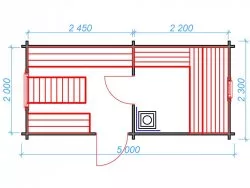 Мини-баня 5м (два помещения)