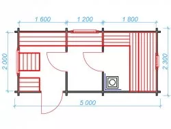 Мини-баня 5м (три помещения)
