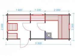 Мини-баня 5.5м (три помещения)