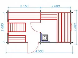 Мини-баня 4.5м (два помещения)
