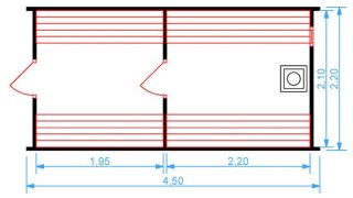 Баня-бочка 4.5м (2 помещения)
