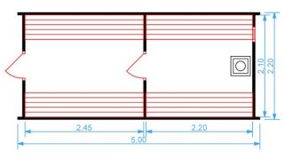 Баня-бочка 5м (2 помещения)