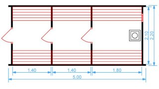 Баня-бочка 5м (3 помещения)