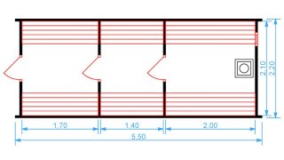 Баня квадро 5.5м (3 помещения)
